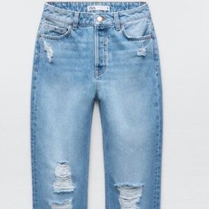 Z1975 RIPPED ZARA MOM FIT JEANS
